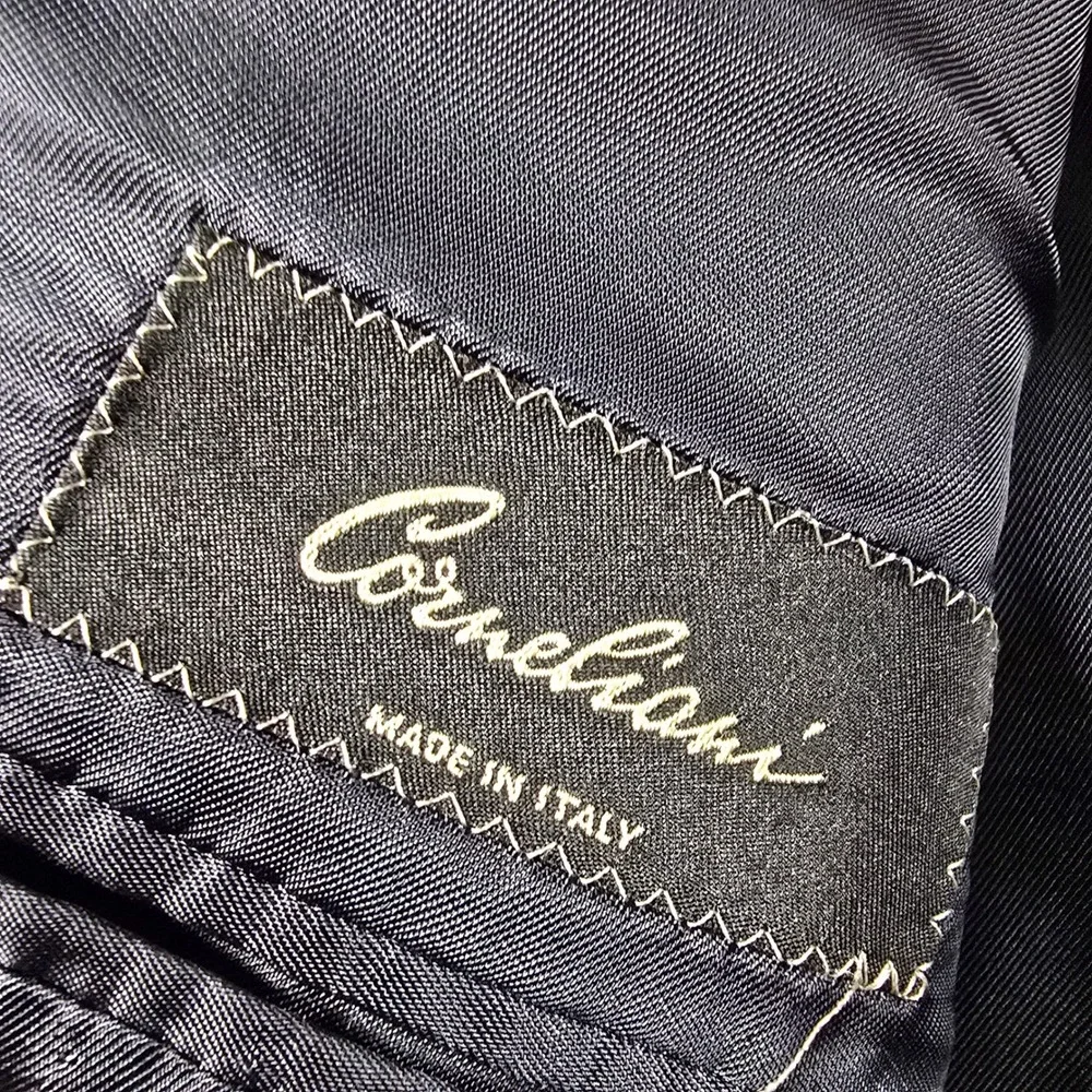 Corneliani Mens Navy Blue Super 100s Virgin Wool Blazer Made In Italy Size 52 l